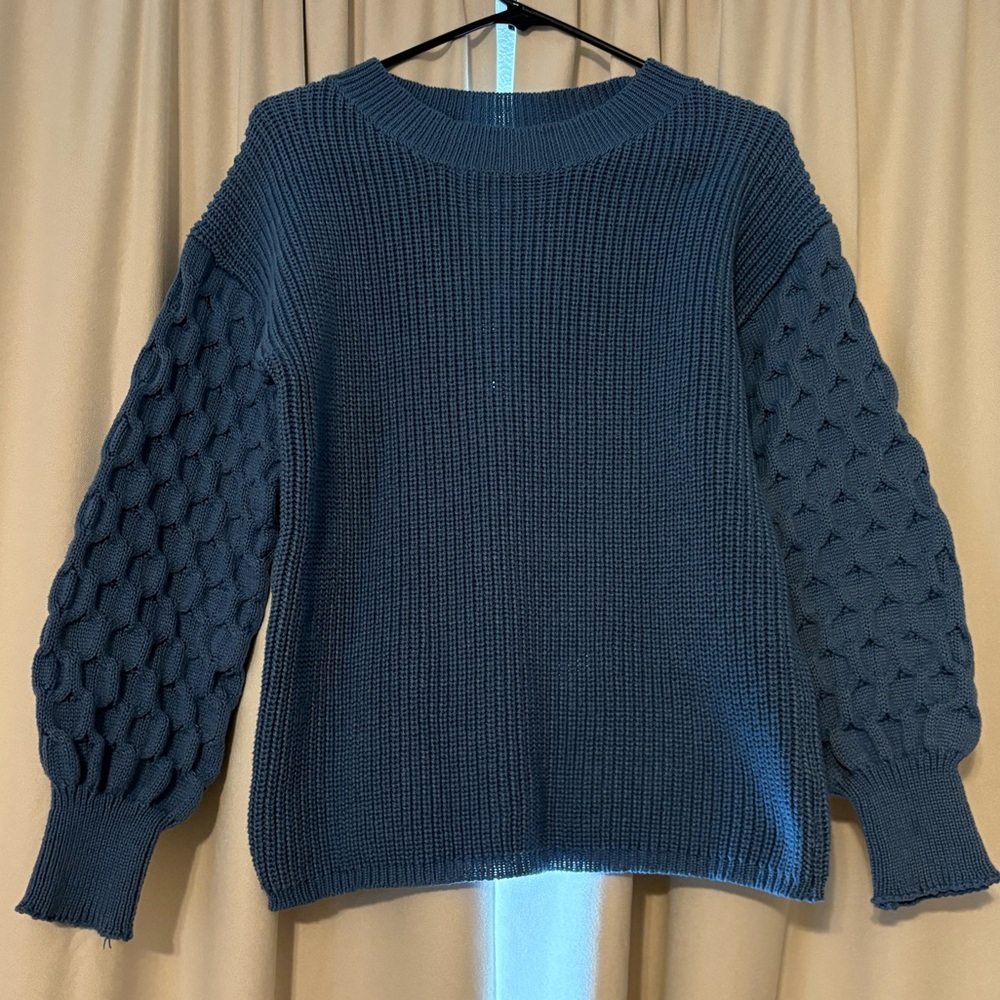 Pretty Garden Blue Textured Women's Sweater